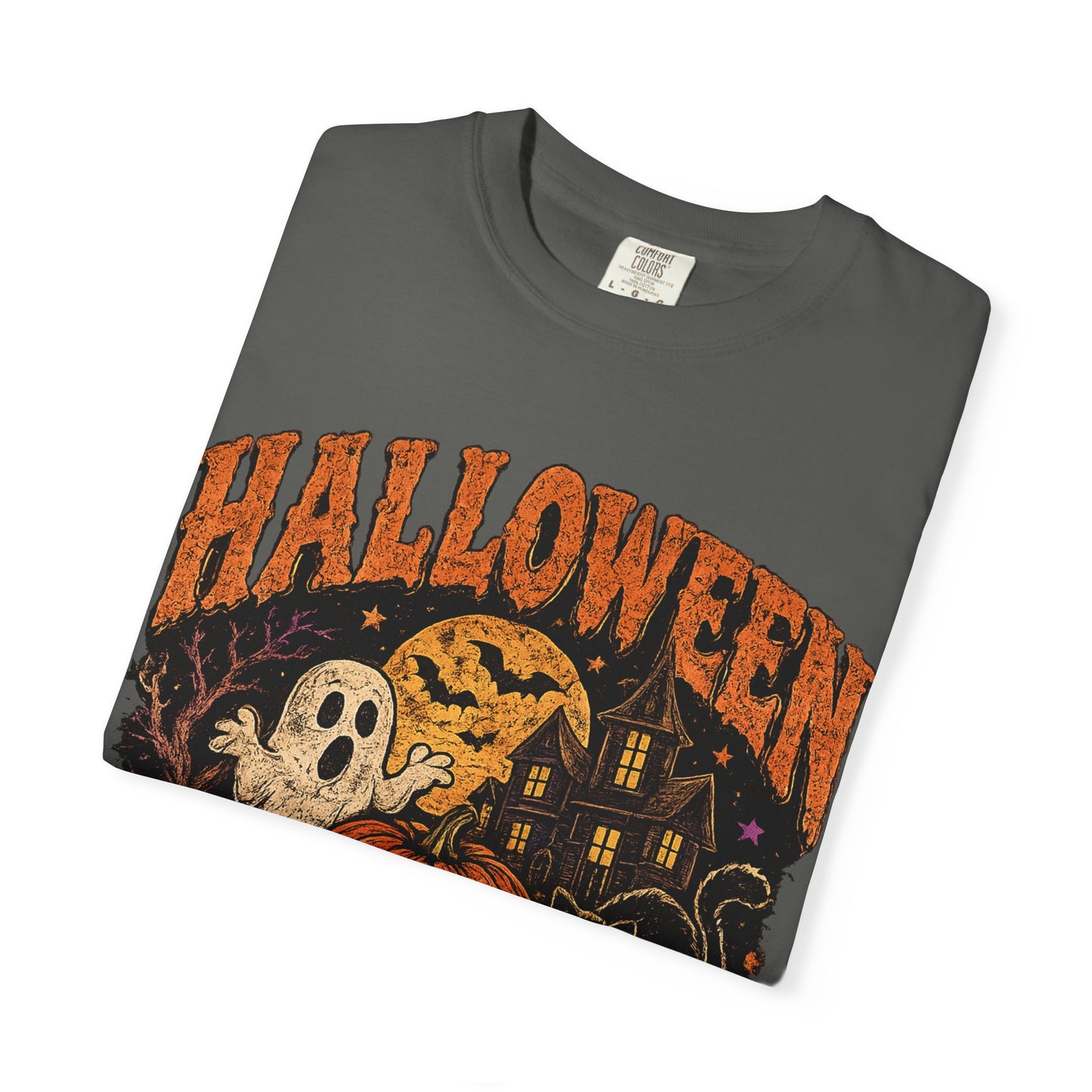 Halloween Is Cool T-Shirt — Vintage Pumpkin, Ghost & Black Cat Halloween Tee
