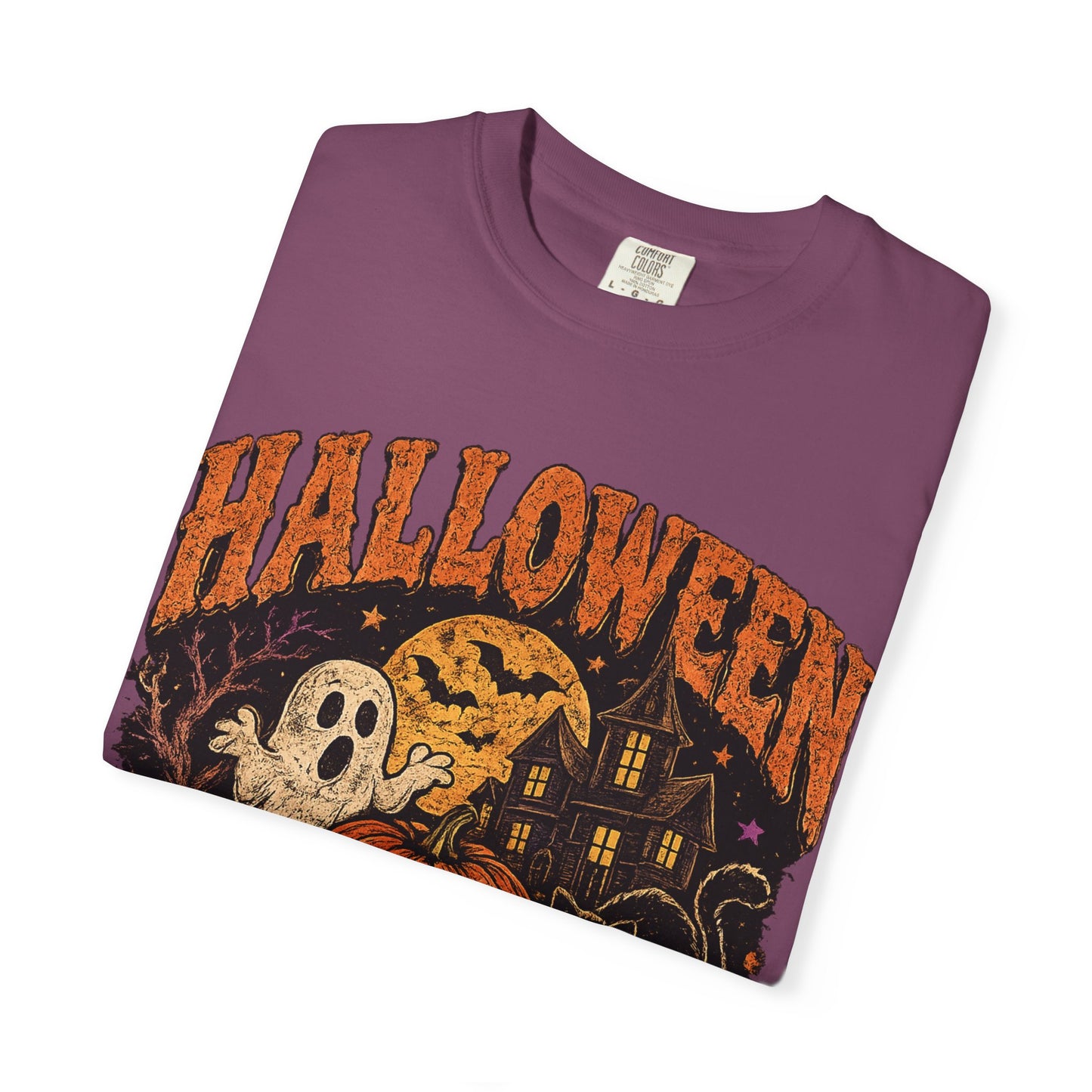Halloween Is Cool T-Shirt — Vintage Pumpkin, Ghost & Black Cat Halloween Tee