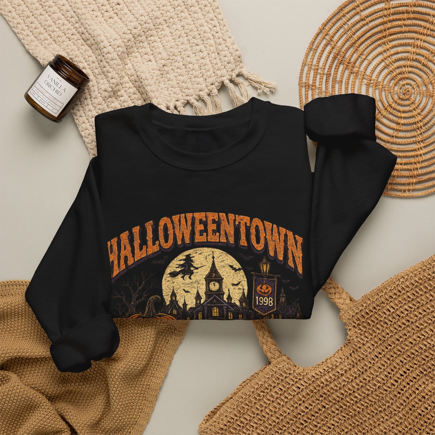 HalloweenTown University Sweatshirt — Retro Pumpkin & Ghost Crewneck