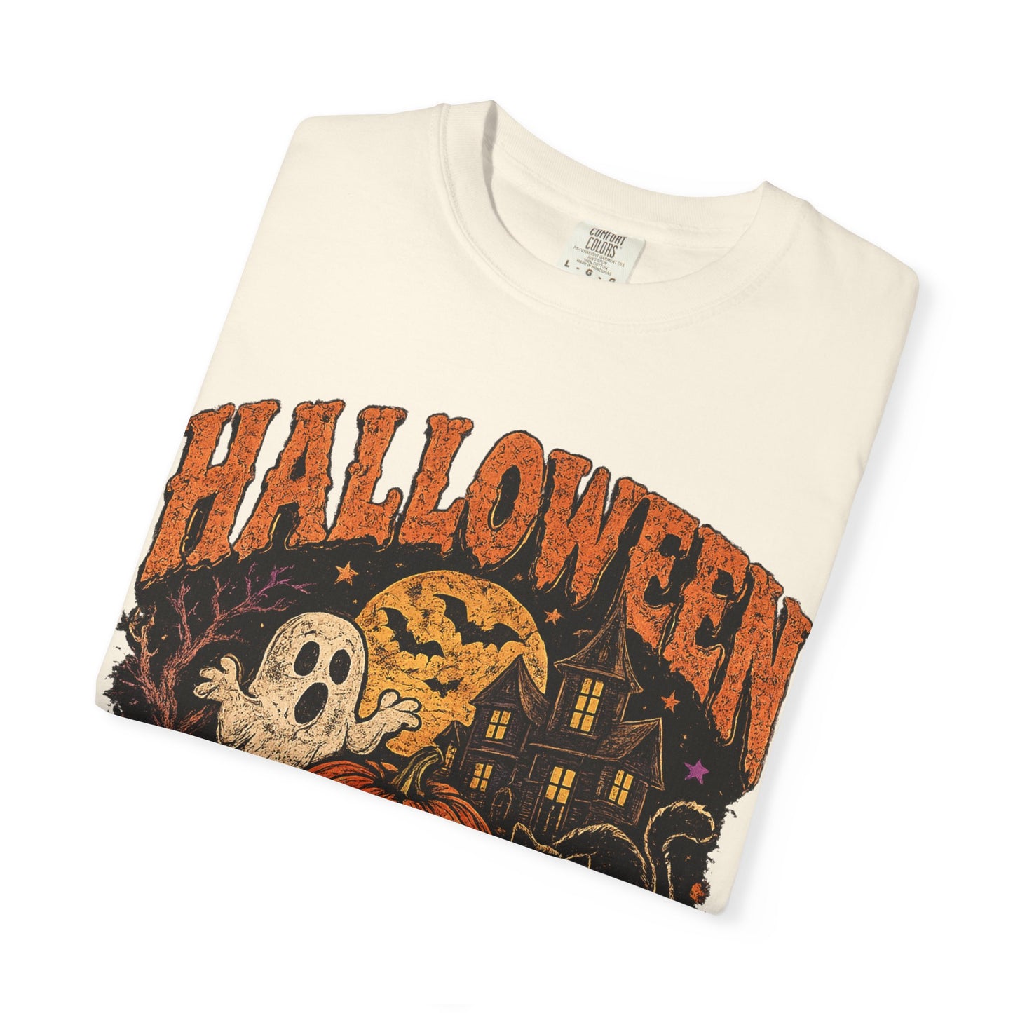 Halloween Is Cool T-Shirt — Vintage Pumpkin, Ghost & Black Cat Halloween Tee