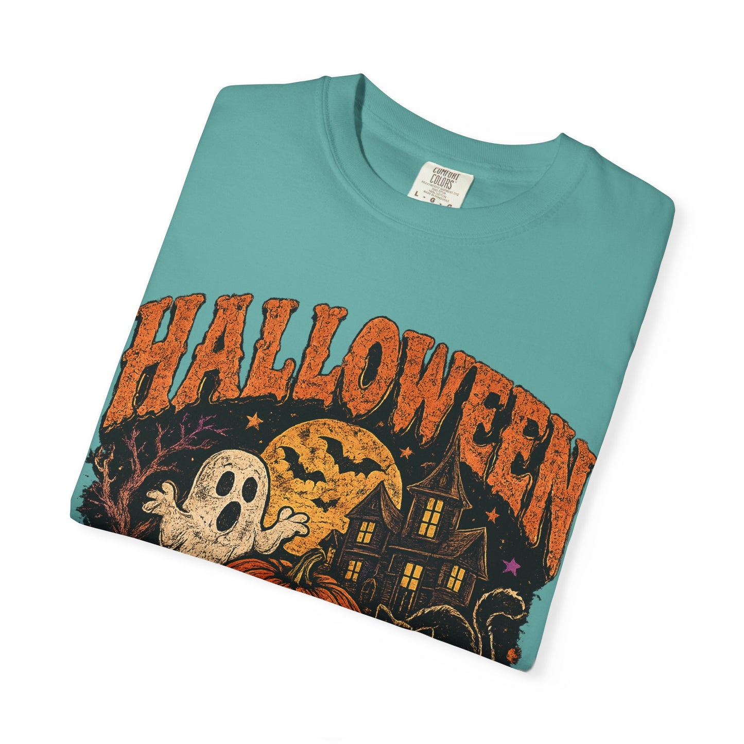 Halloween Is Cool T-Shirt — Vintage Pumpkin, Ghost & Black Cat Halloween Tee