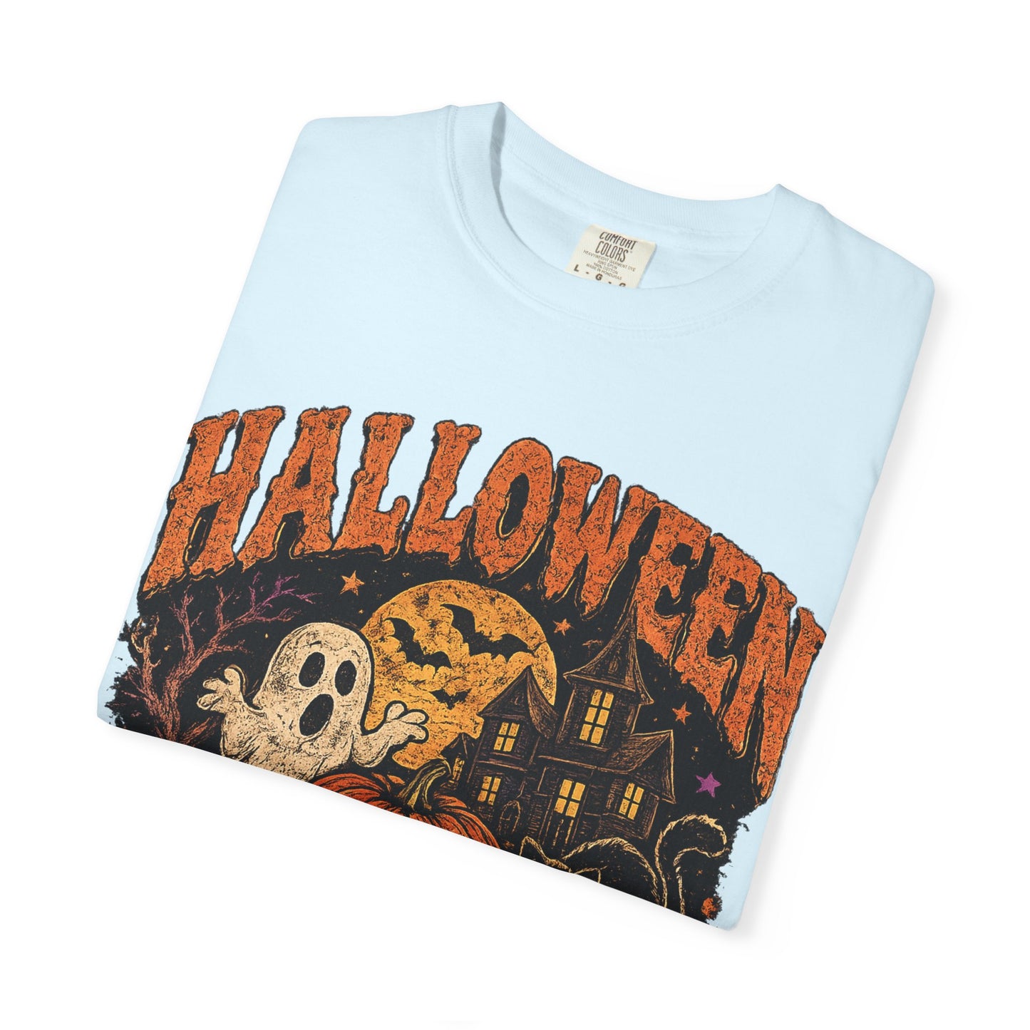 Halloween Is Cool T-Shirt — Vintage Pumpkin, Ghost & Black Cat Halloween Tee