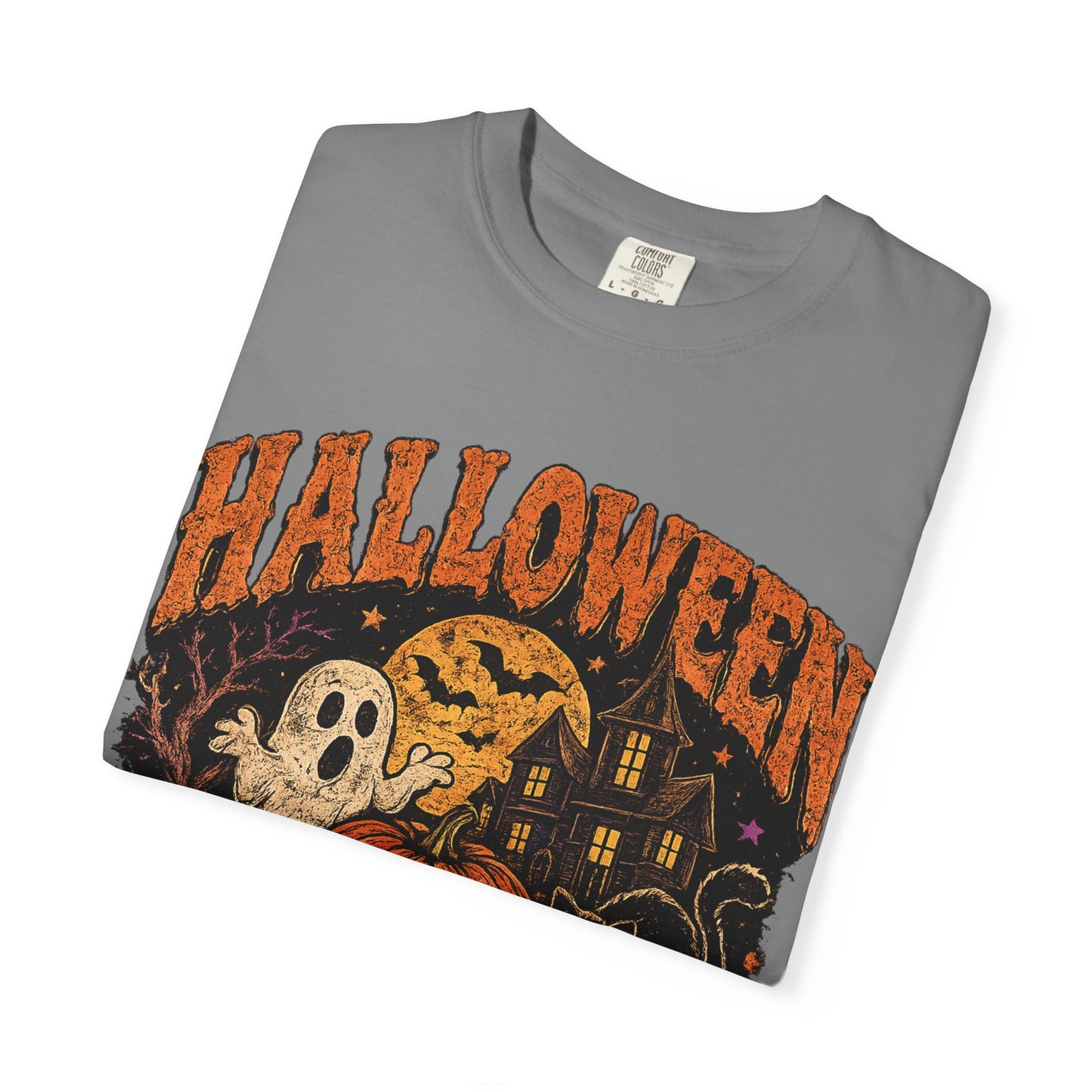 Halloween Is Cool T-Shirt — Vintage Pumpkin, Ghost & Black Cat Halloween Tee