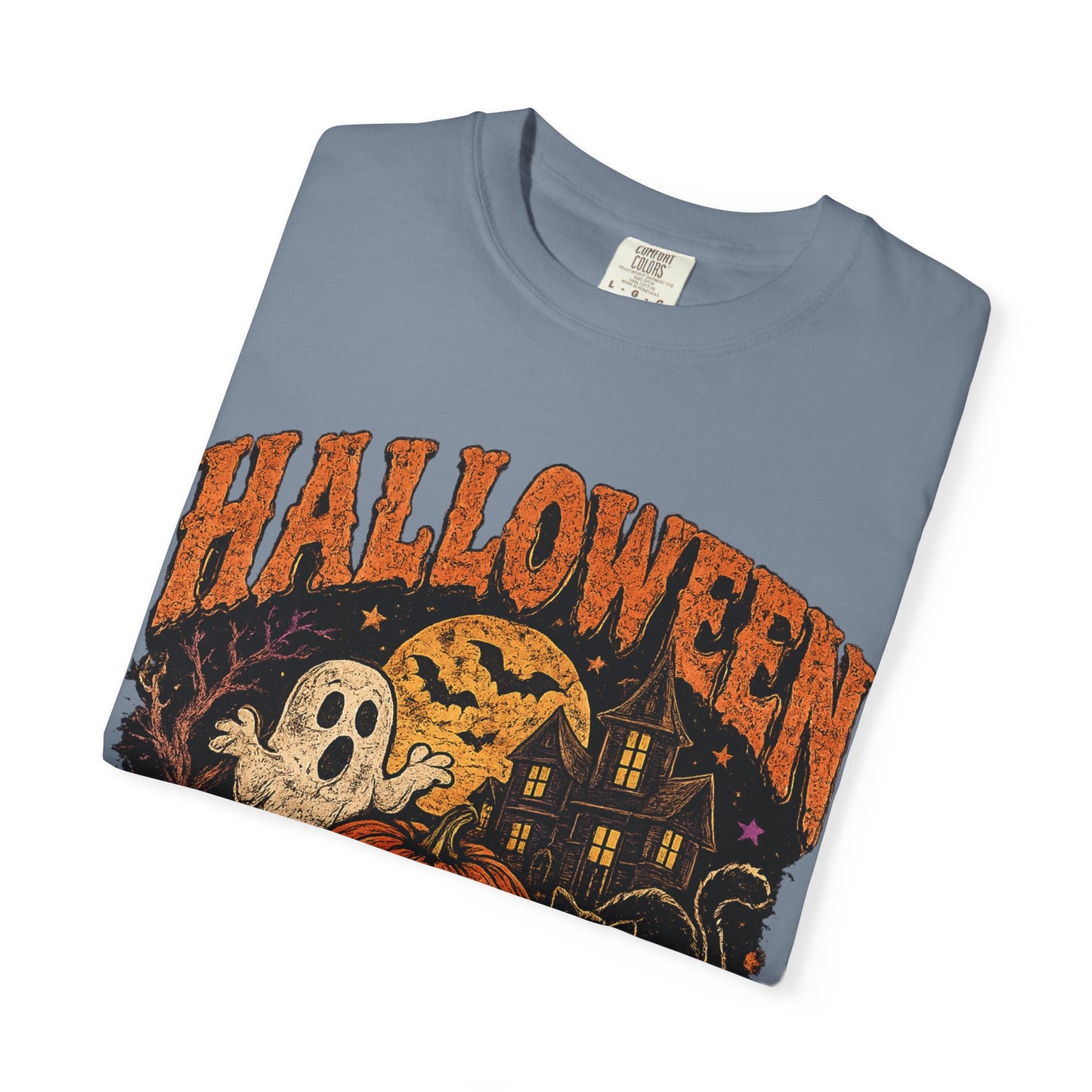 Halloween Is Cool T-Shirt — Vintage Pumpkin, Ghost & Black Cat Halloween Tee