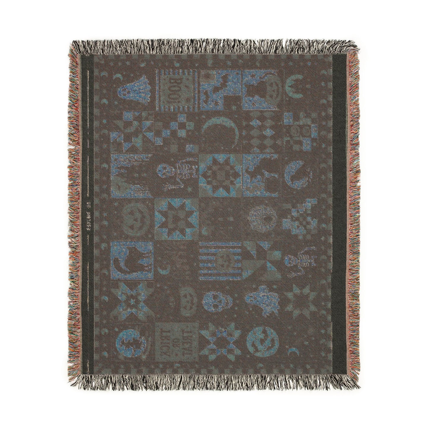 Halloween Patchwork Woven Blanket — Spooky Quilt Motif Throw