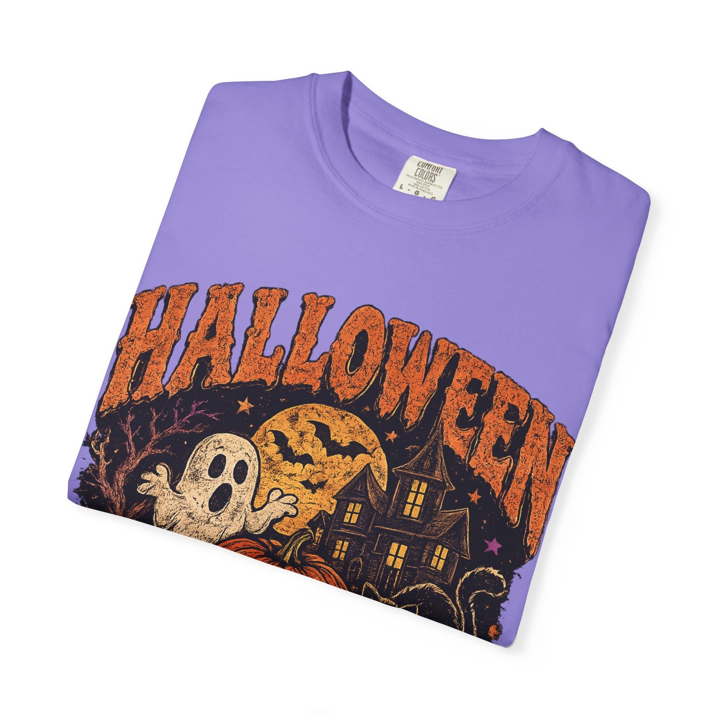 Halloween Is Cool T-Shirt — Vintage Pumpkin, Ghost & Black Cat Halloween Tee