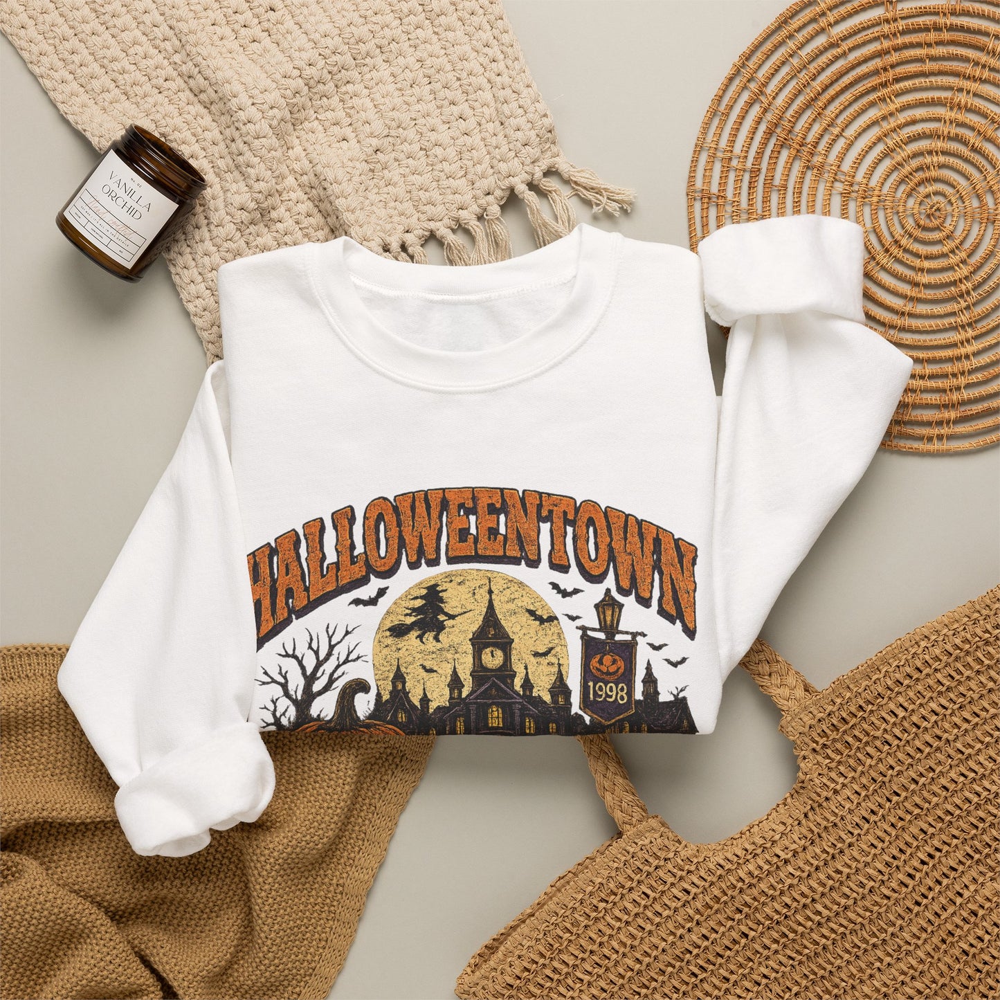 HalloweenTown University Sweatshirt — Retro Pumpkin & Ghost Crewneck