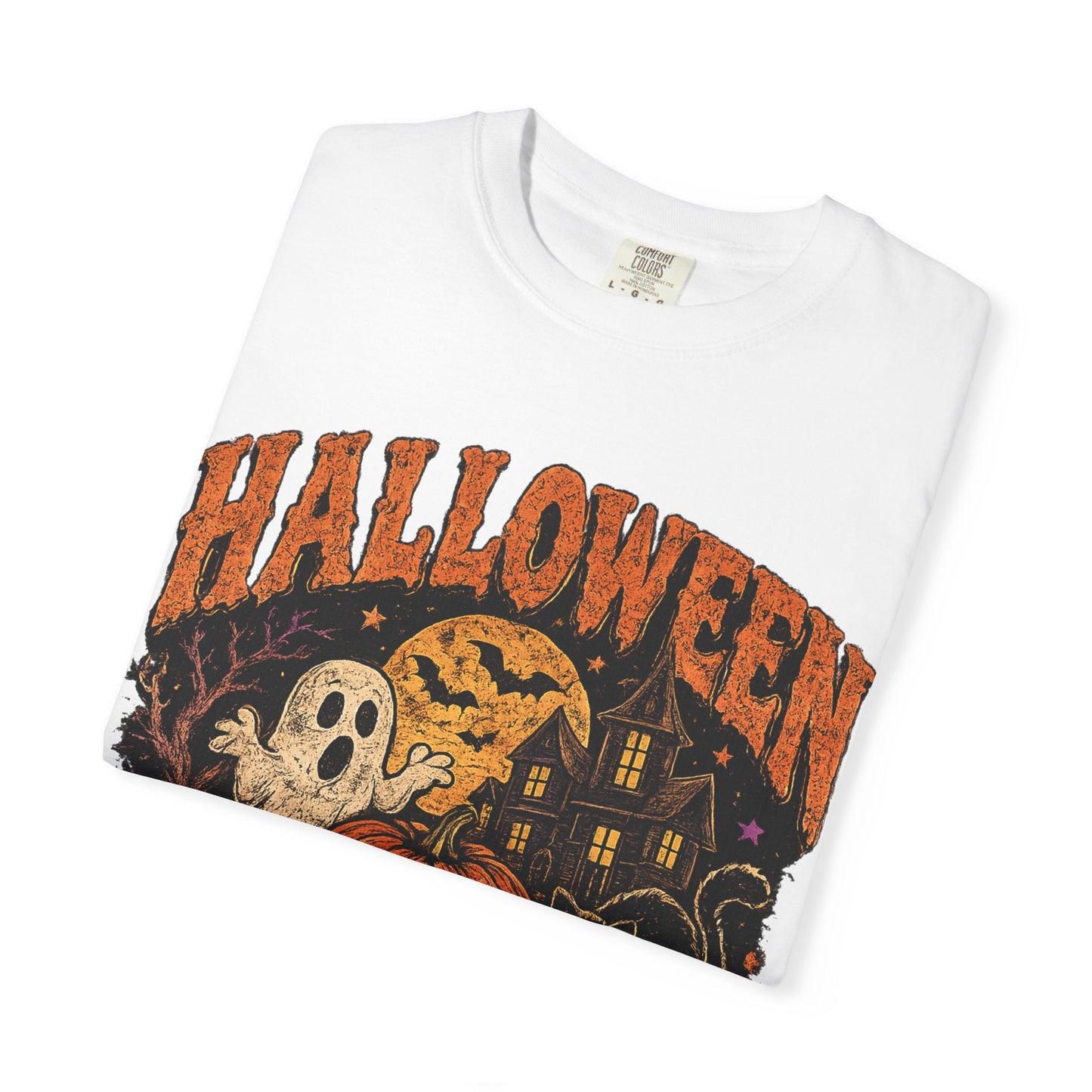 Halloween Is Cool T-Shirt — Vintage Pumpkin, Ghost & Black Cat Halloween Tee